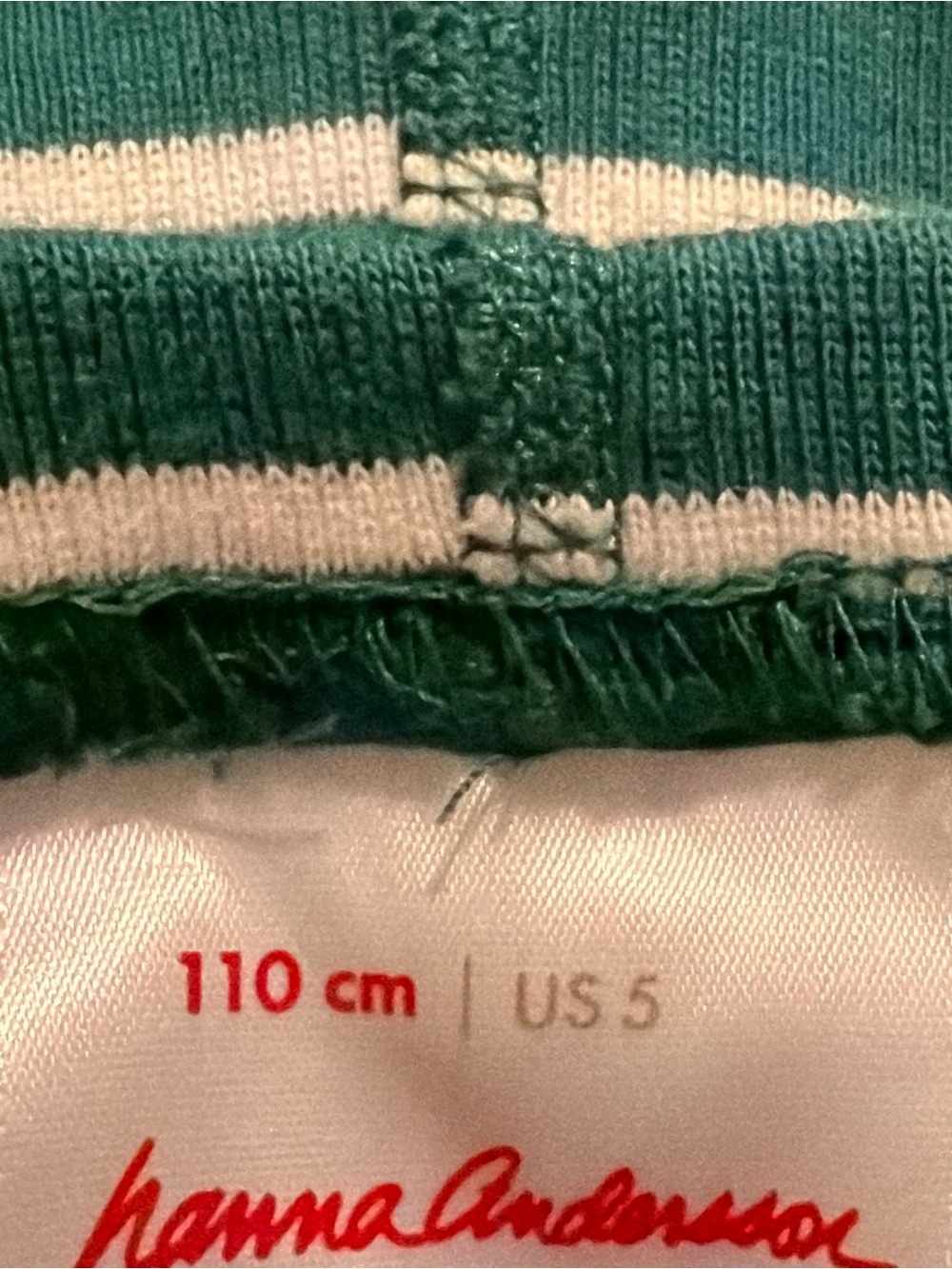 Hanna Andersson Teal & White Striped Girls' Leggings - Picture 3 of 3